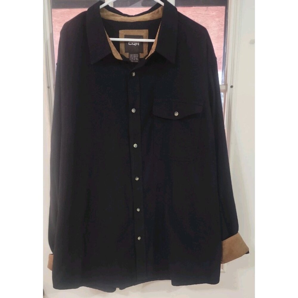 CQR Tactical black flannel shirt mens 3XL brown corduroy flip cuff buttonup work